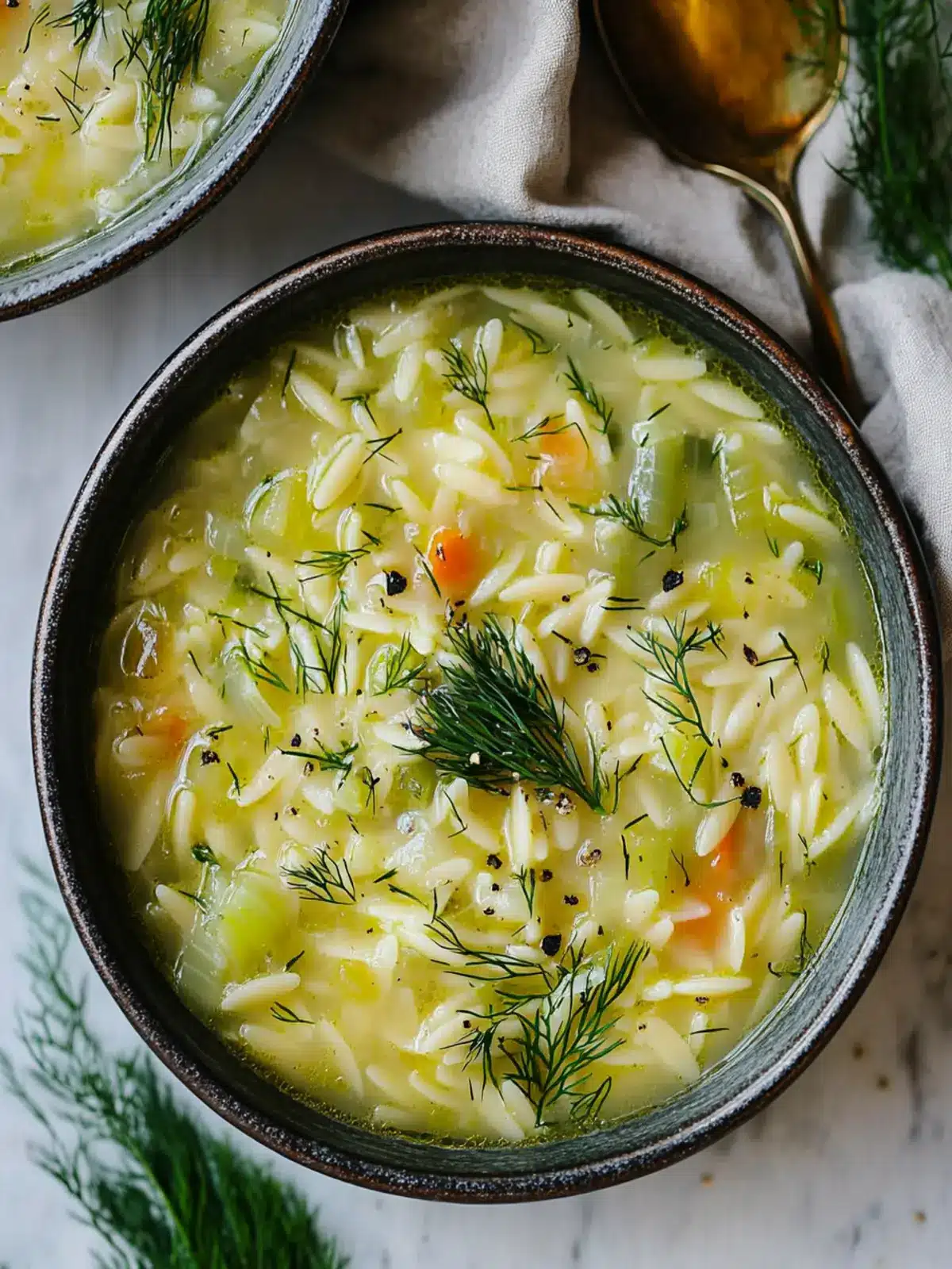 Orzo, Leek and Dill Soup