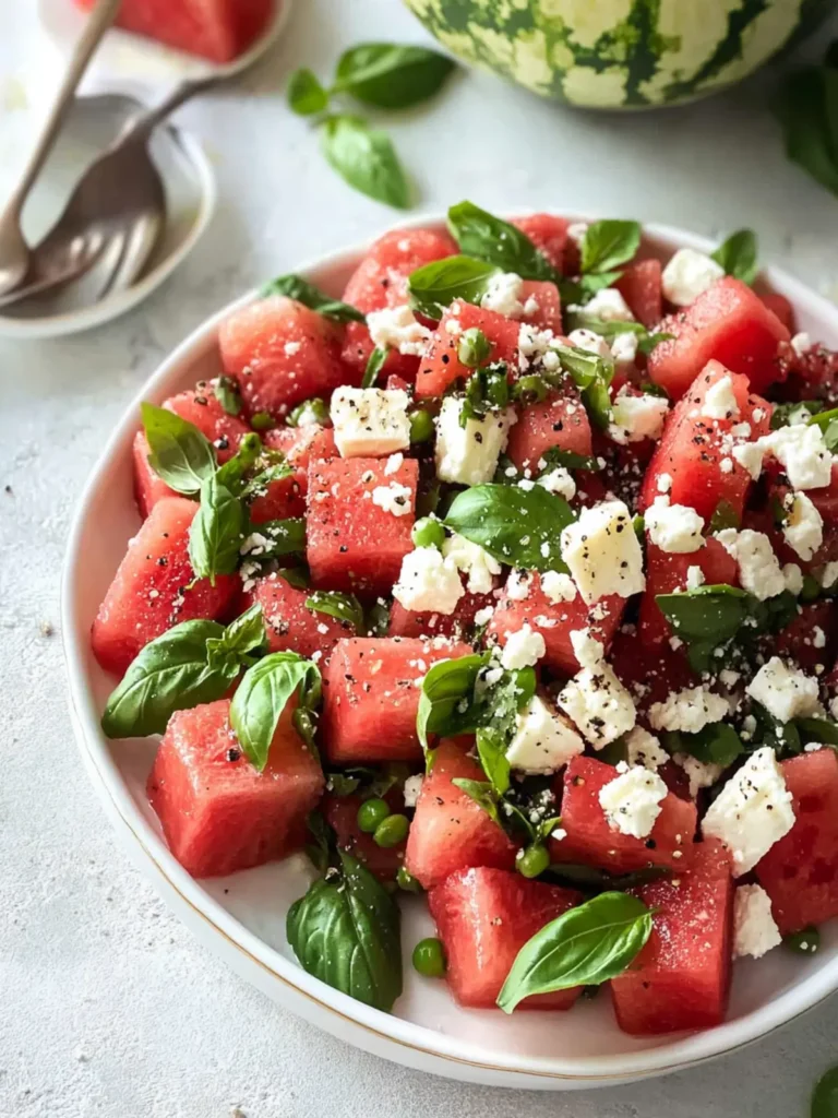 Watermelon Basil Feta Salad