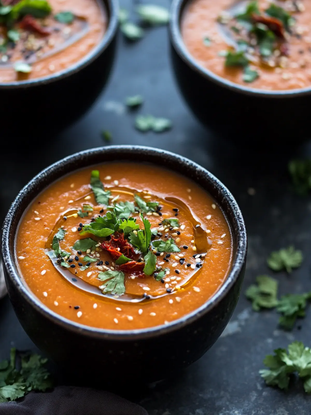 Spicy Sesame Carrot Soup with Red Lentils