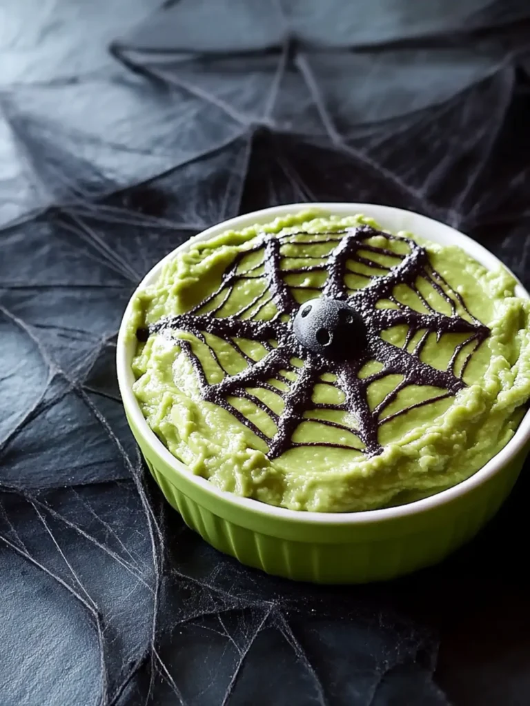 Spooky Spider Web Guacamole Dip