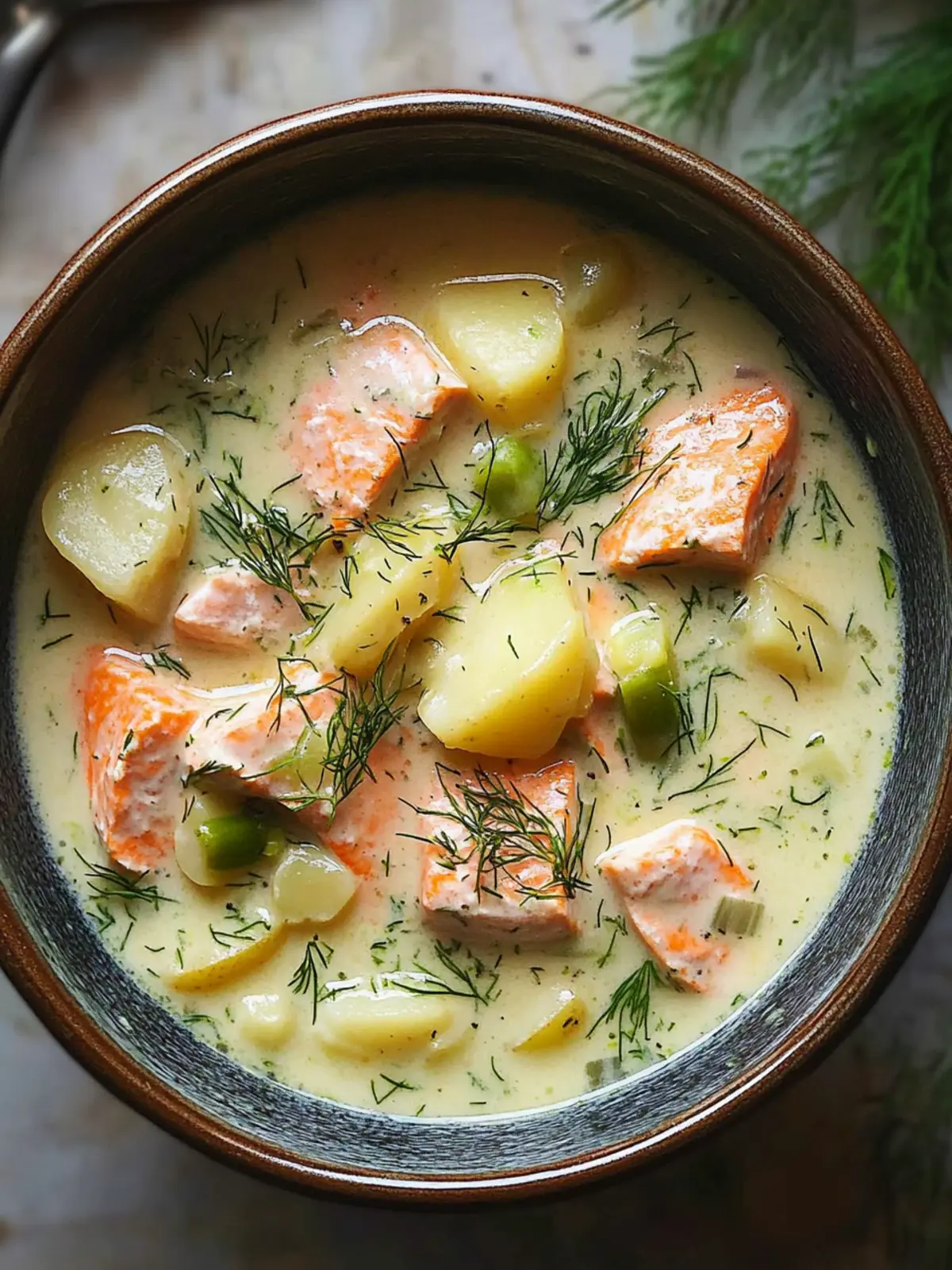 Creamy Dill Salmon Soup with Potatoes and Leeks: Cozy Nordic Delight 2 Creamy Dill Salmon Soup with Potatoes and Leeks: A Nordic Comfort Classic