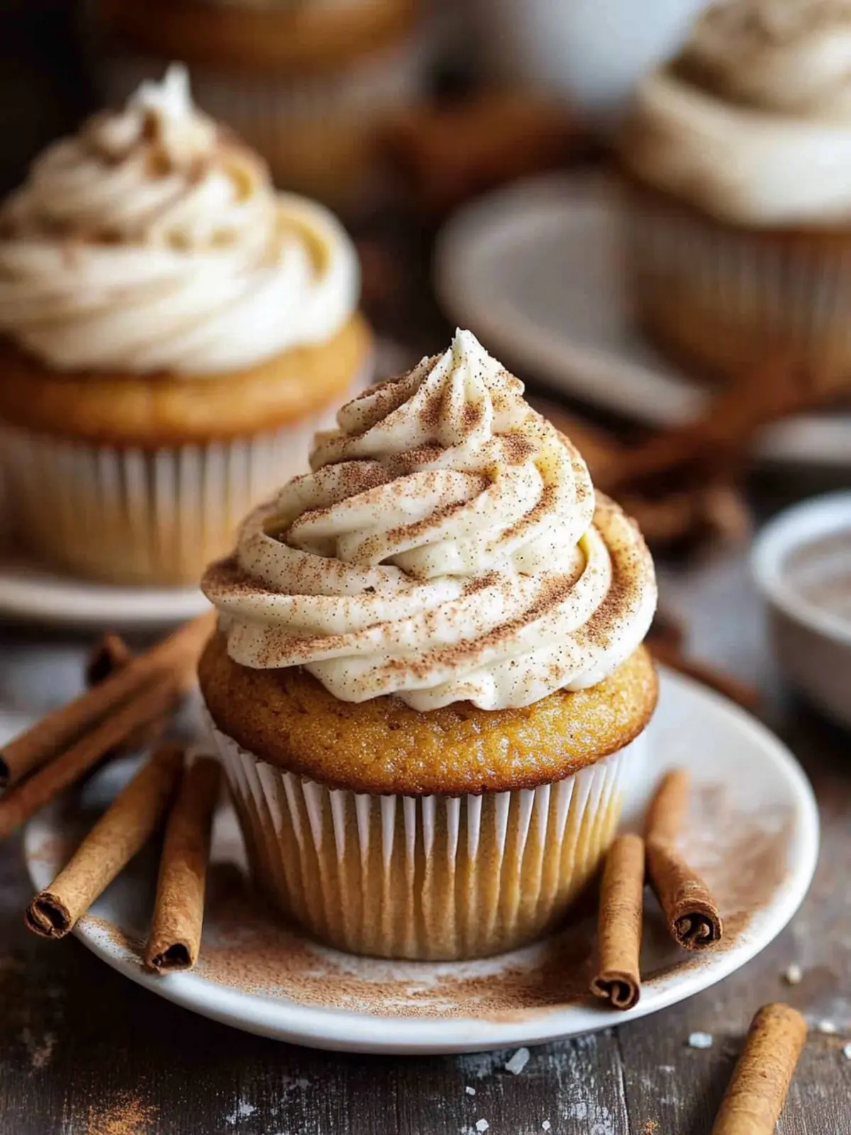 Vanilla Chai Pumpkin Latte Cupcakes with Cinnamon Brown Sugar Frosting