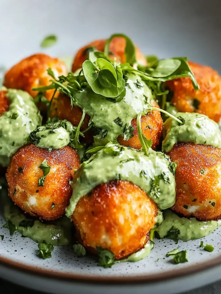 Salmon Balls with Creamy Avocado Sauce