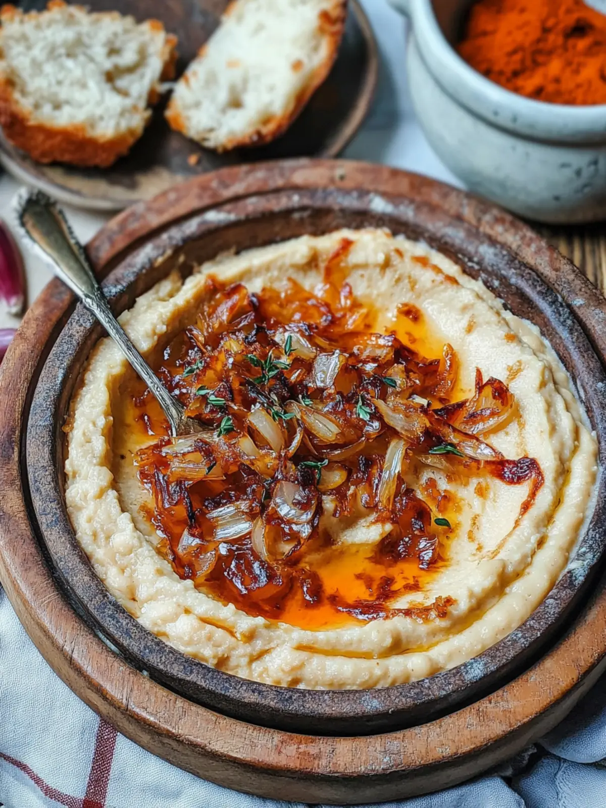 Romanian White Bean Dip with Caramelized Onions (Fasole Batuta)