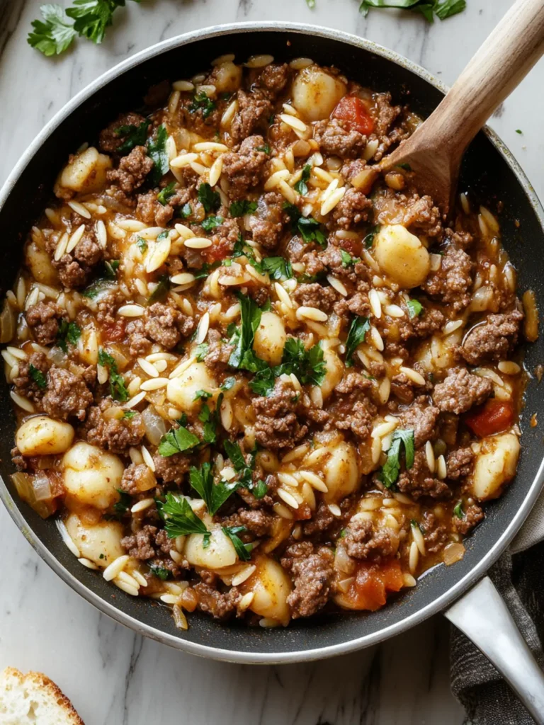Cozy Nights, Hearty Bites: The Ultimate Ground Beef Orzo Skillet Feast
