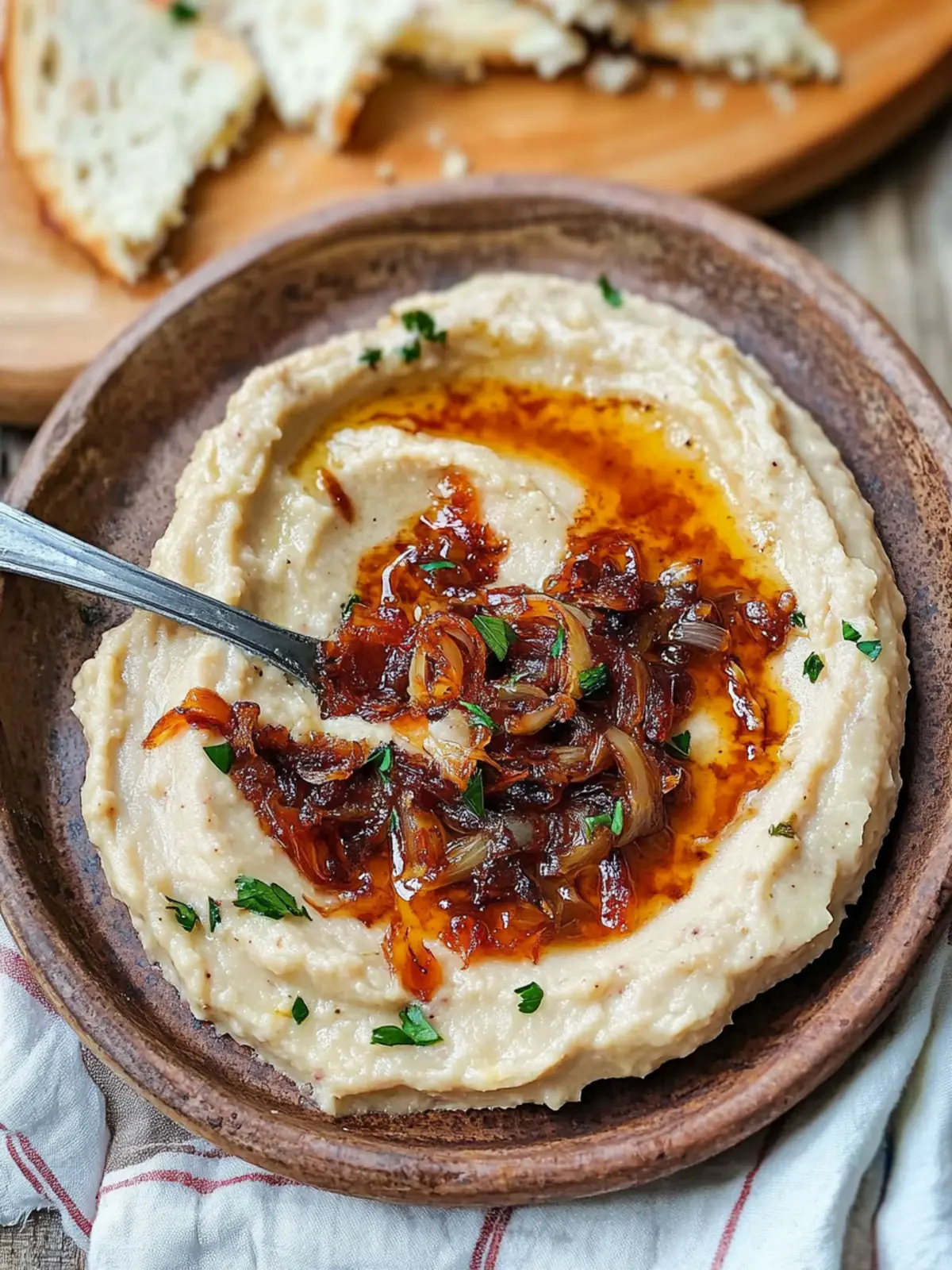 Romanian White Bean Dip with Caramelized Onions (Fasole Batuta)