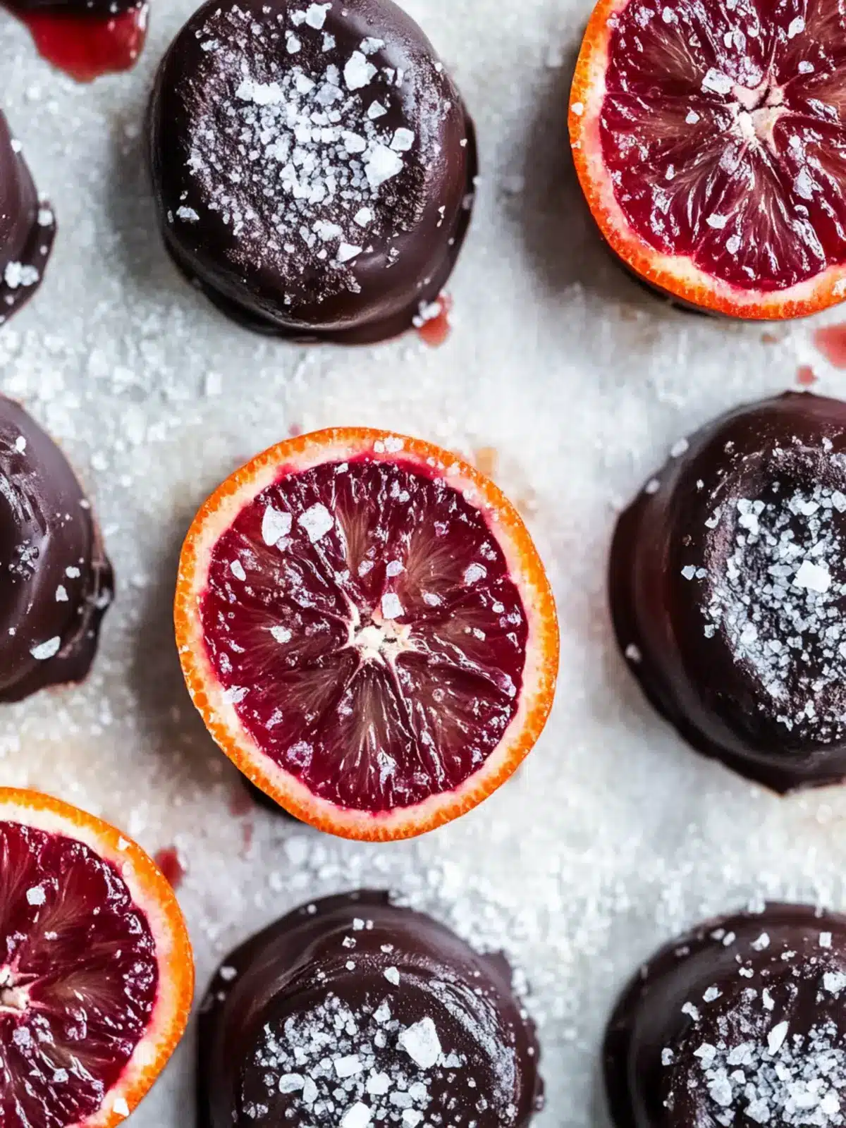 Candied Blood Oranges Dipped in Chocolate with Flaky Sea Salt