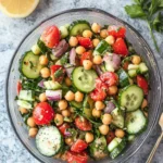 Cucumber Chickpea Salad with Balsamic Tahini Dressing
