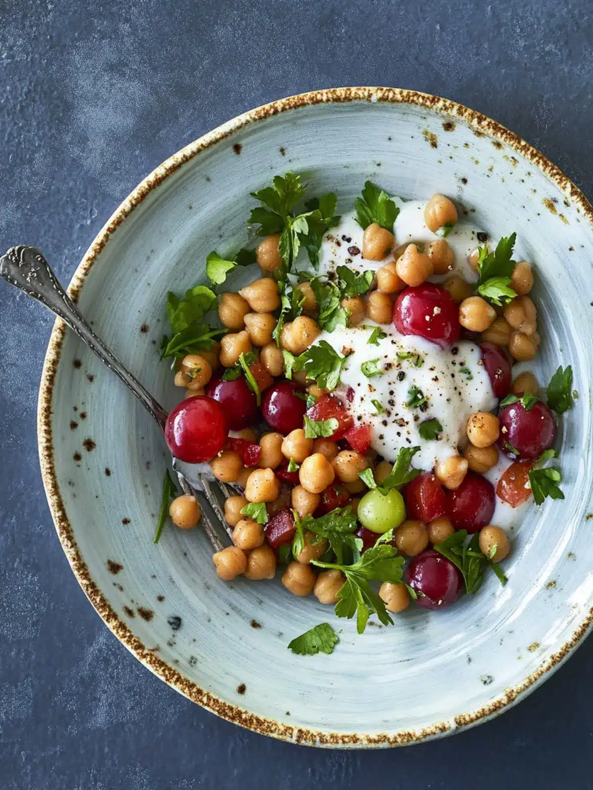 Spiced Chickpeas and Grapes with Yogurt