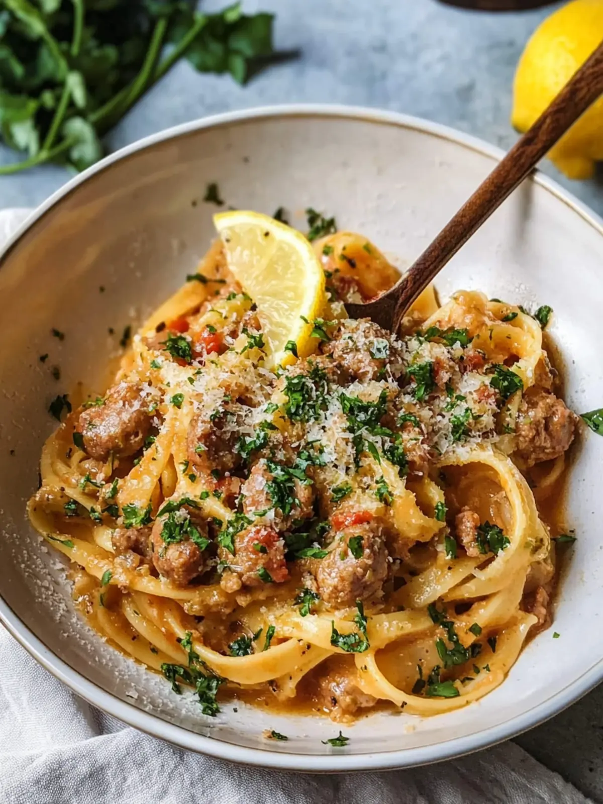 Saucy Sausage and Lemon Pasta (Sausage al Lemone)