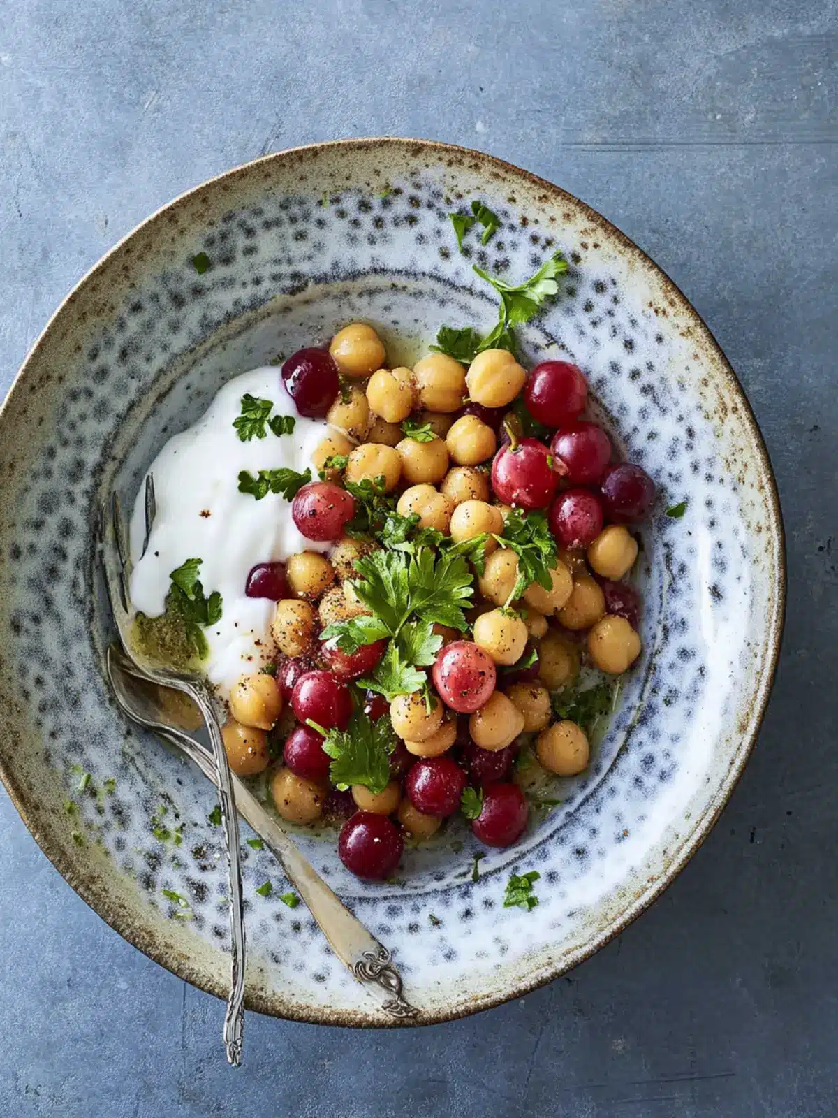 Spiced Chickpeas and Grapes with Yogurt