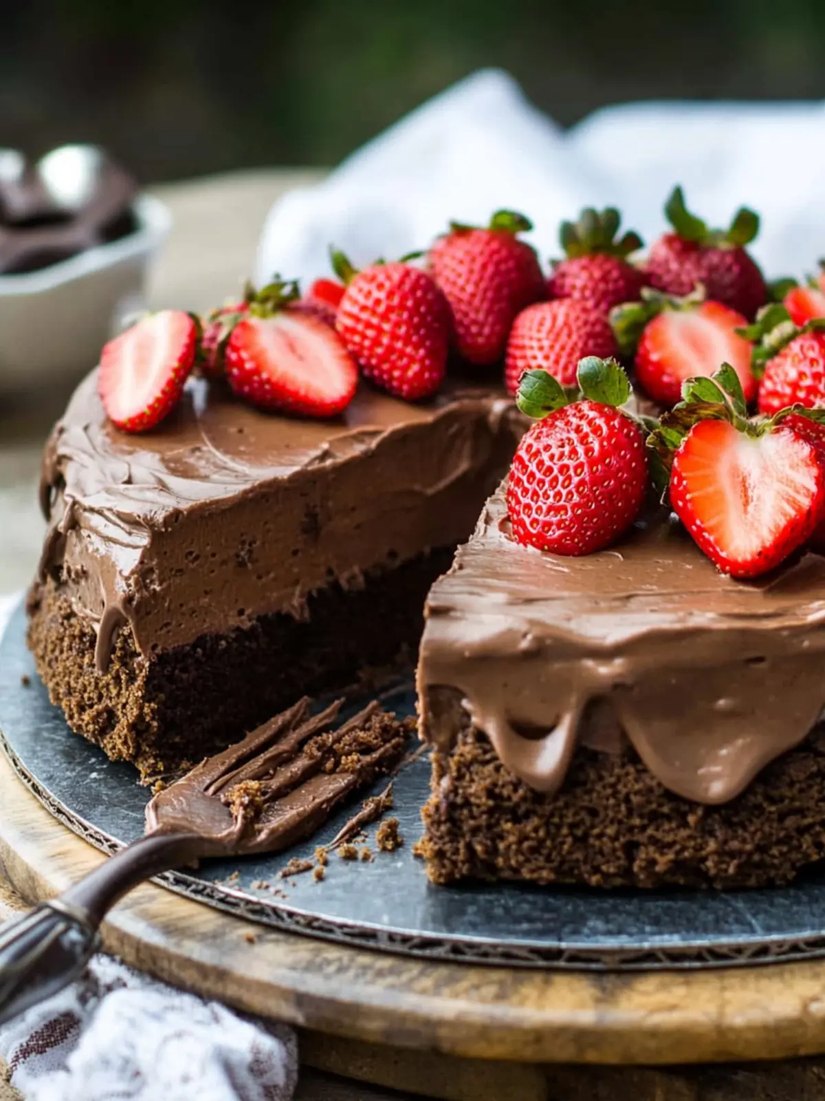 Delicious Chocolate Mousse Cake With Strawberries for Passover 4 Chocolate Mousse Cake With Strawberries (Kosher for Passover)