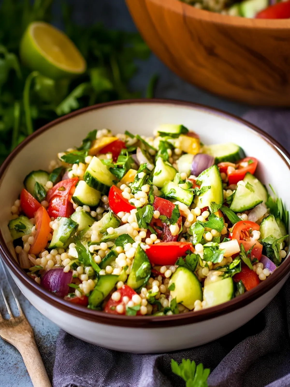 Vegan Pearl Couscous Salad Packed with Fresh Veggies and Flavor 3 Vegan Pearl Couscous Salad {Packed with Fresh Veggies}