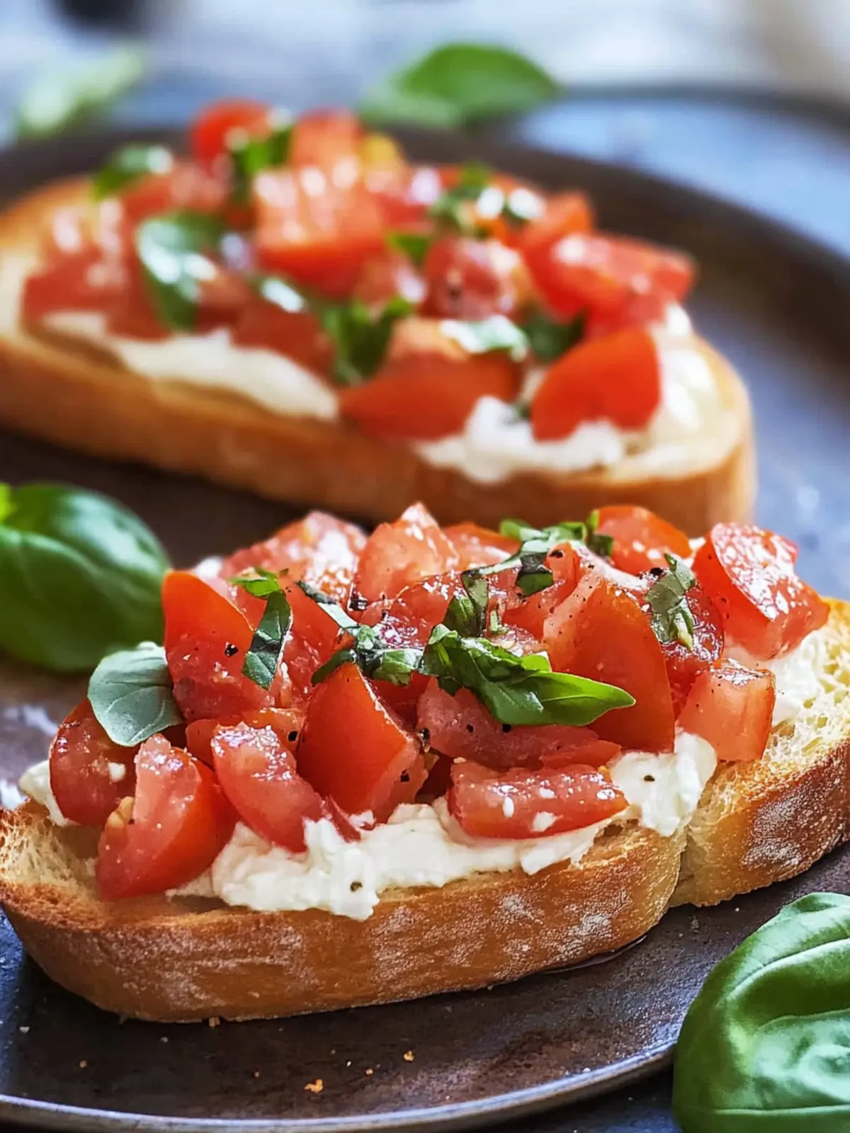 Fresh Tomato Bruschetta with Creamy Cheese Spread