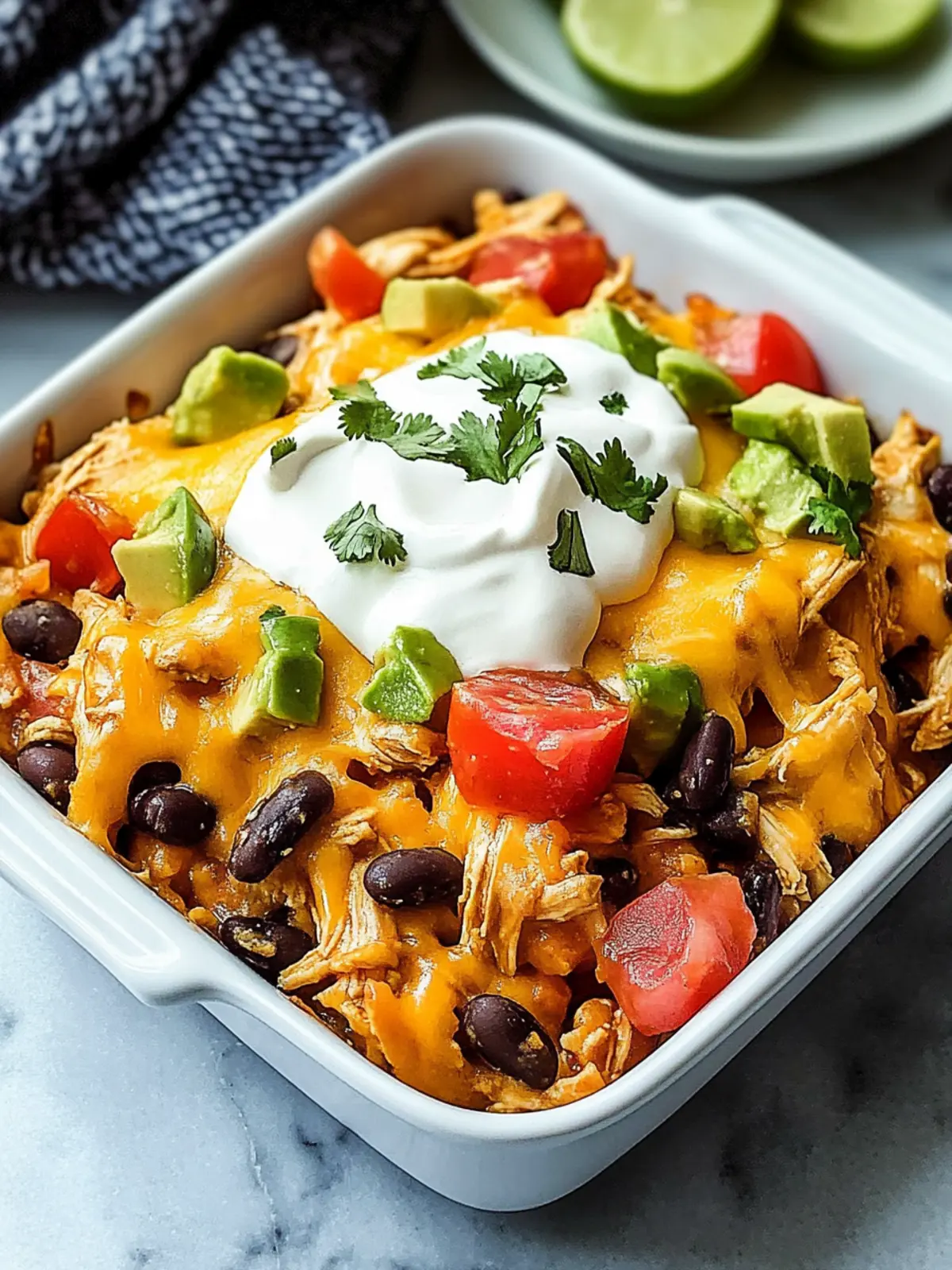 Cheesy Chicken Taco Casserole with Black Beans