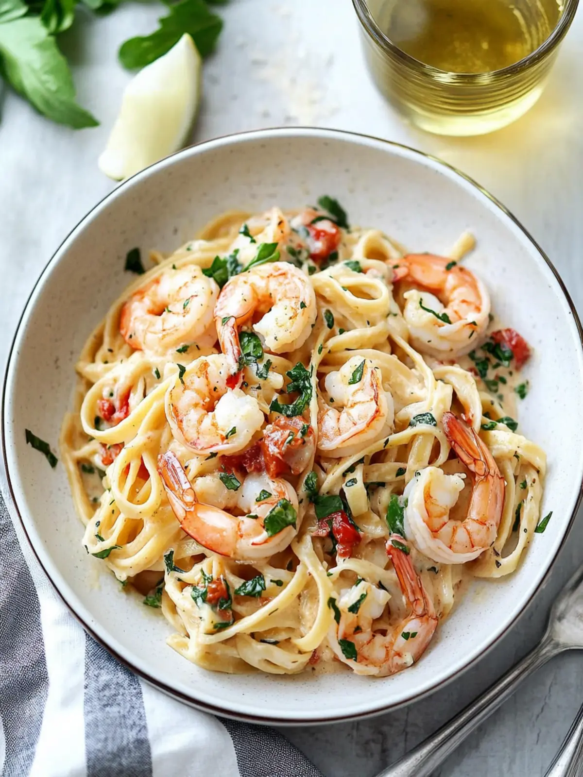 Creamy Tuscan Shrimp Linguine