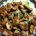 Keto Low Carb Asian Beef Tips with Mushroom Gravy