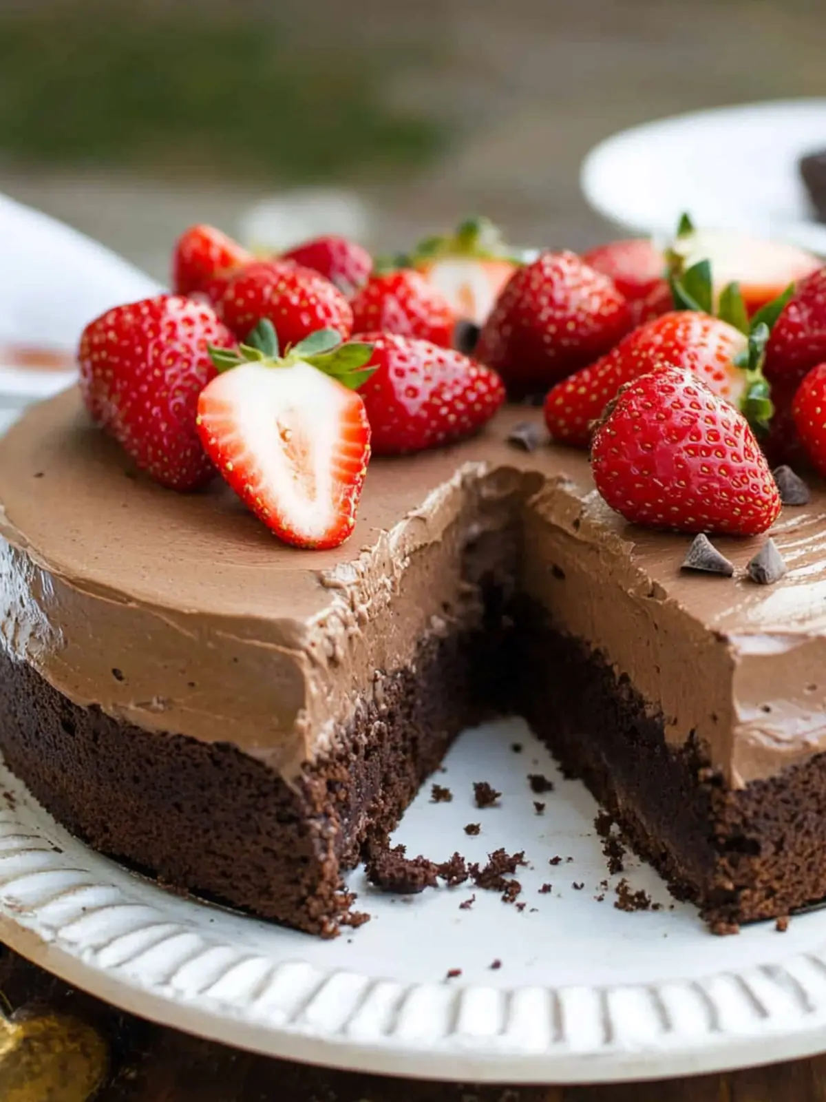 Delicious Chocolate Mousse Cake With Strawberries for Passover 2 Chocolate Mousse Cake With Strawberries (Kosher for Passover)
