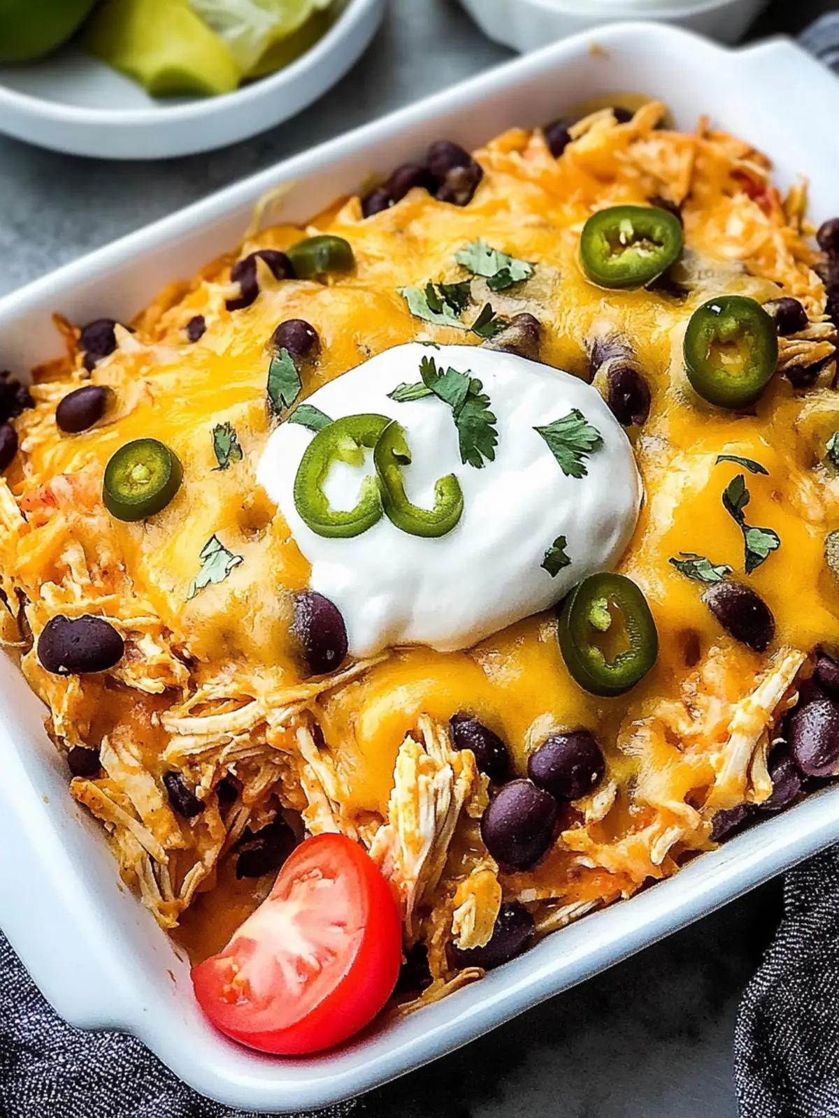 Cheesy Chicken Taco Casserole with Black Beans