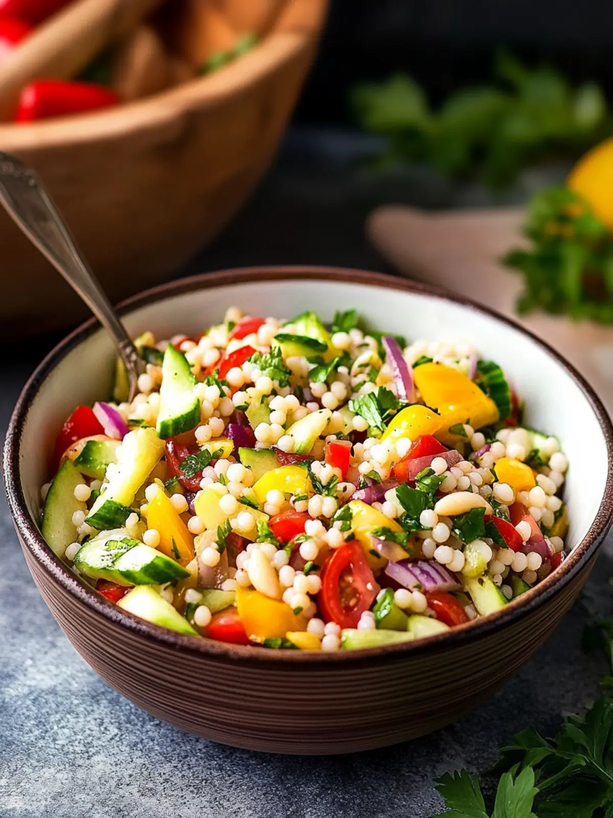 Vegan Pearl Couscous Salad Packed with Fresh Veggies and Flavor 4 Vegan Pearl Couscous Salad {Packed with Fresh Veggies}