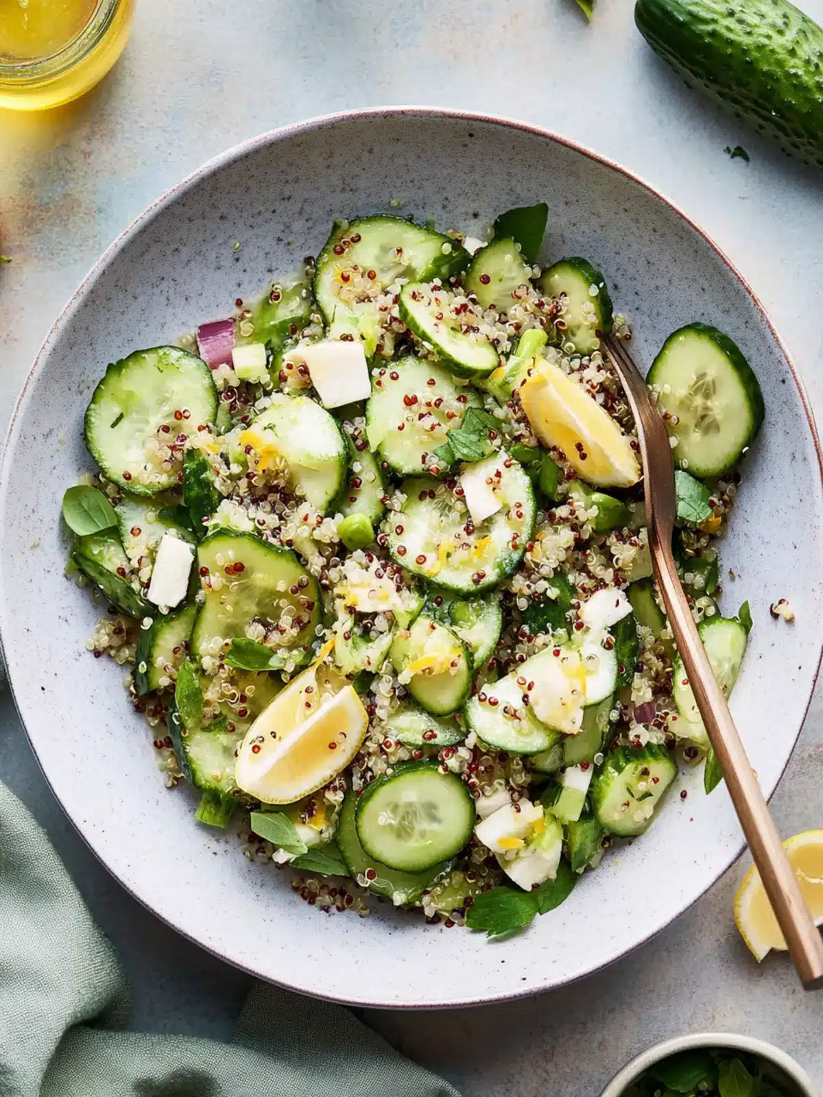 Cucumber Salad With Crunchy Quinoa and Lemon Vinaigrette