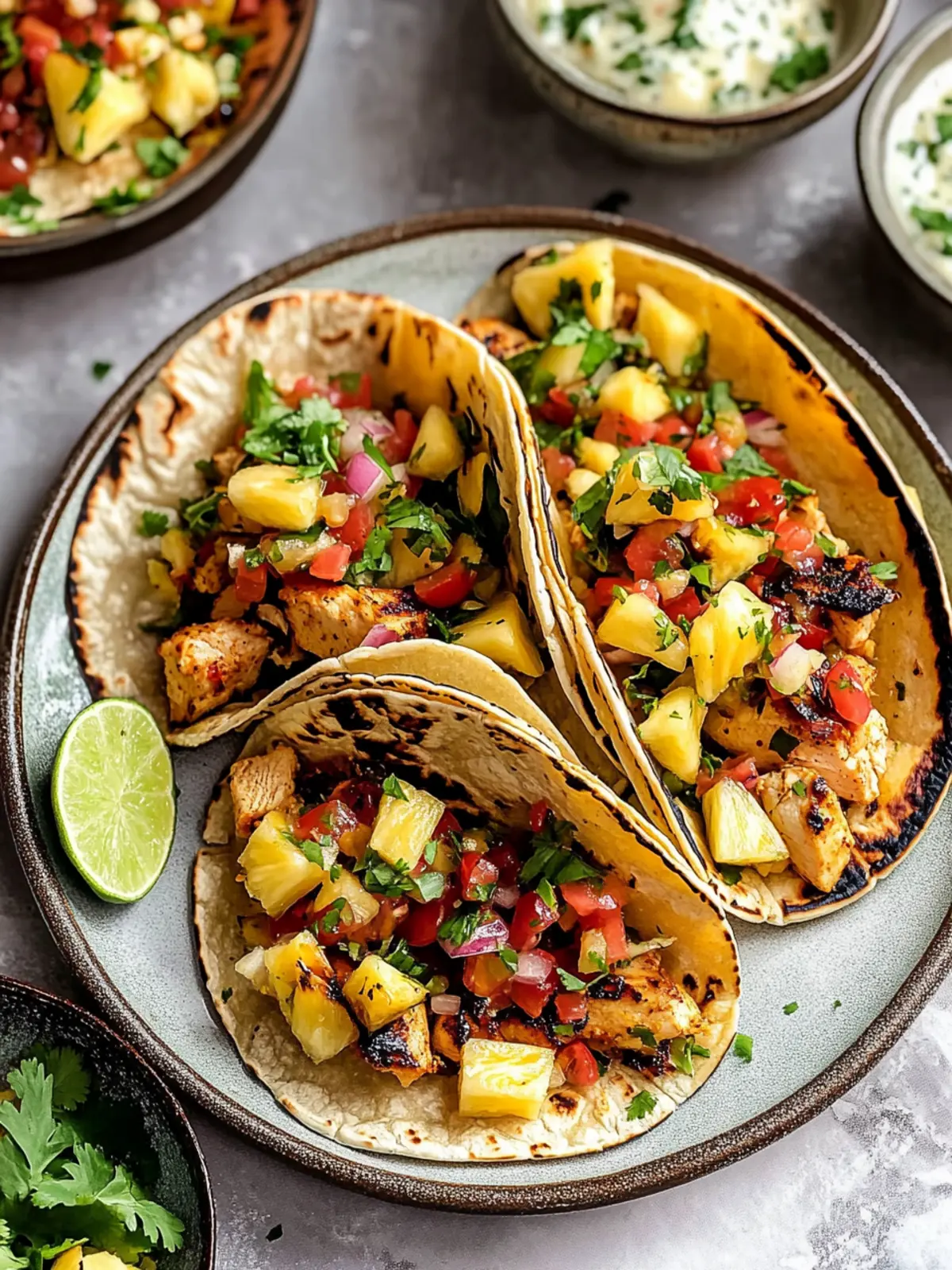 Chili Lime Chicken Tacos with Grilled Pineapple Salsa
