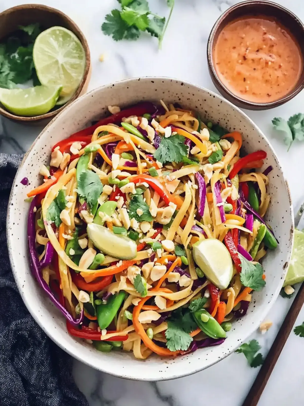Colorful Raw Vegan Pad Thai Salad
