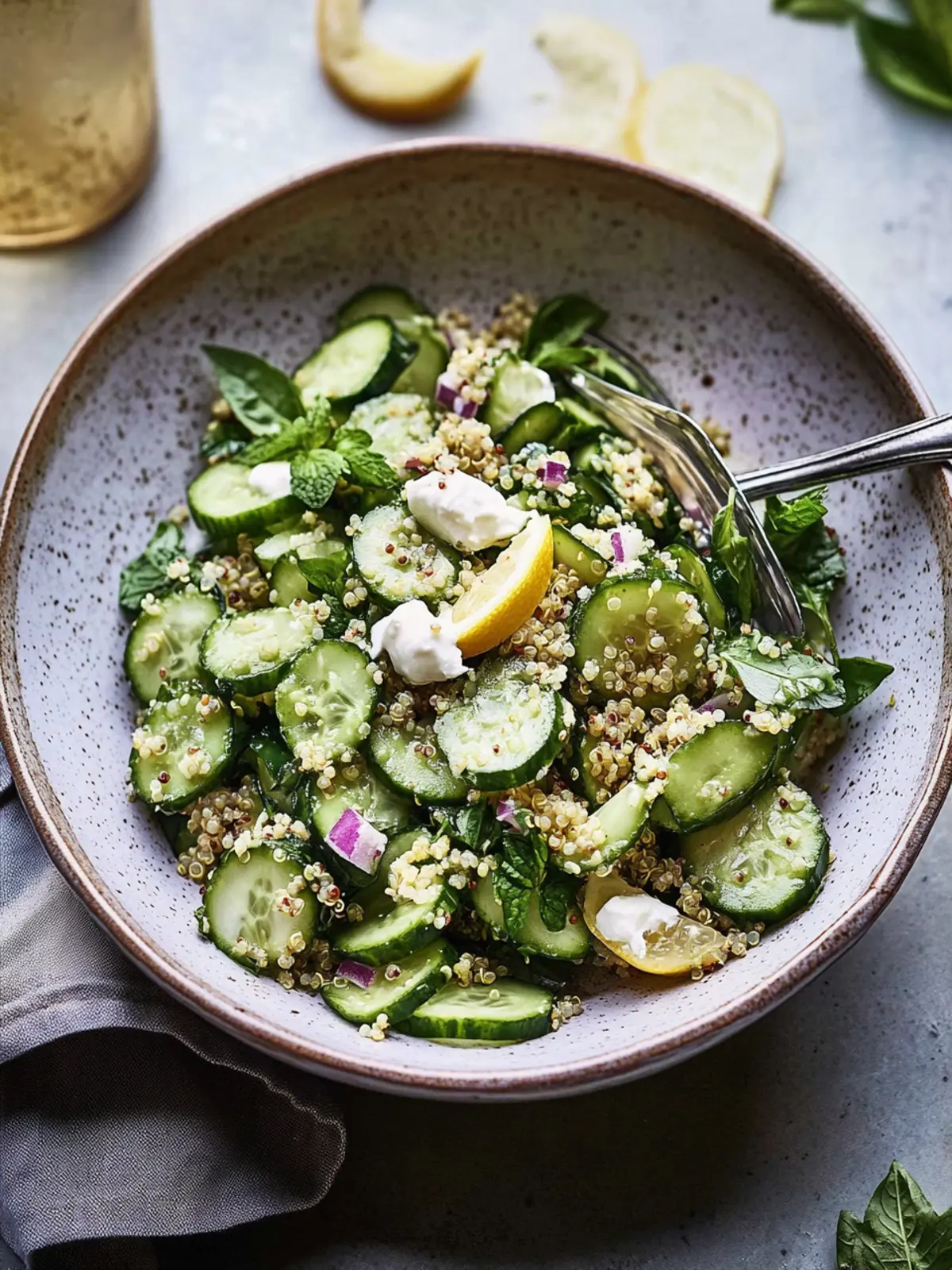 Cucumber Salad With Crunchy Quinoa and Lemon Vinaigrette