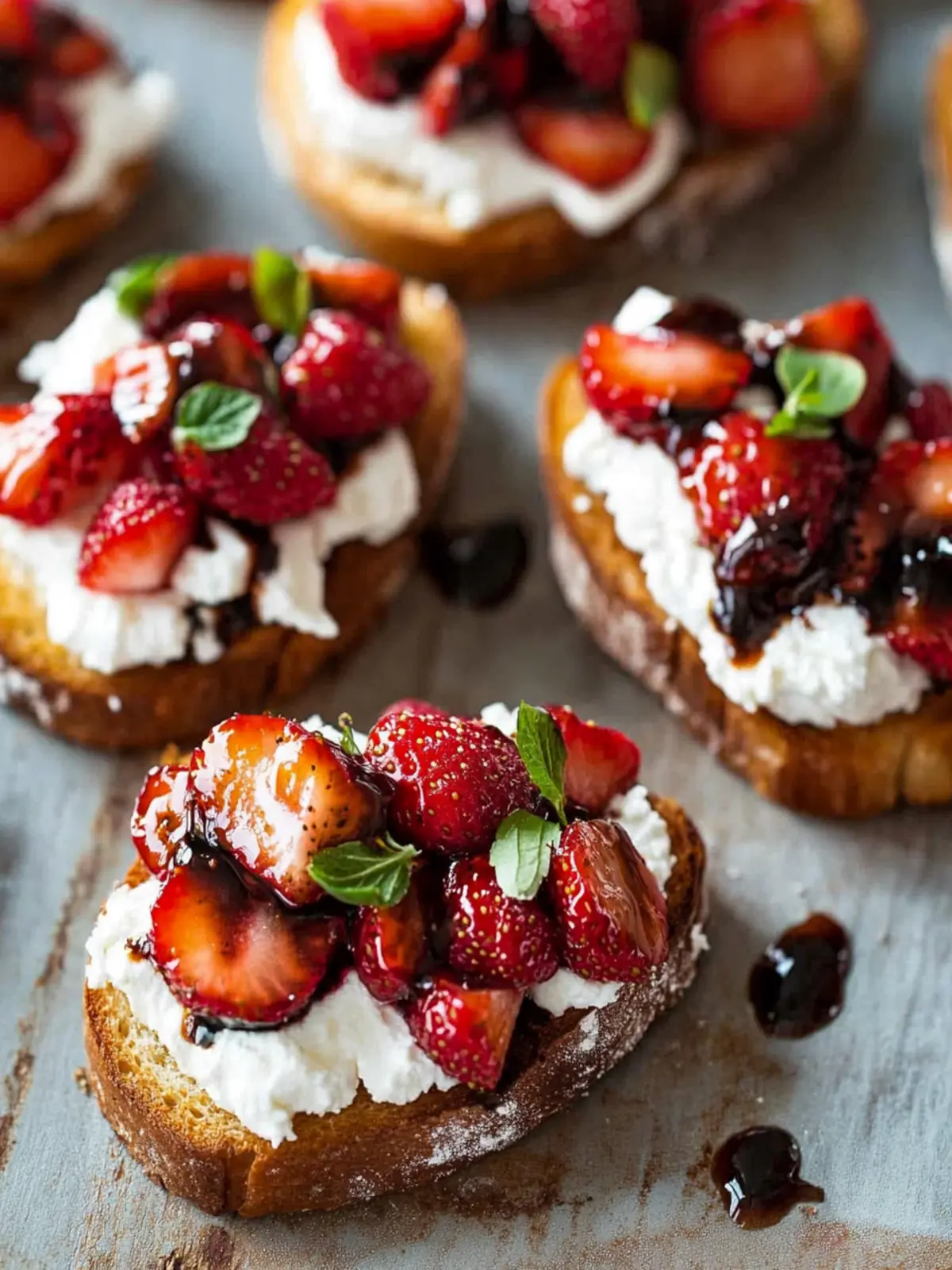 Crostini with Balsamic Strawberries and Ricotta