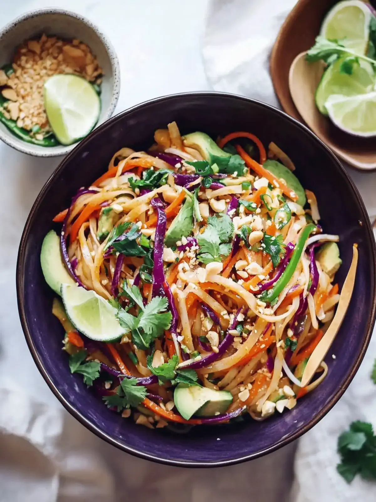 Colorful Raw Vegan Pad Thai Salad