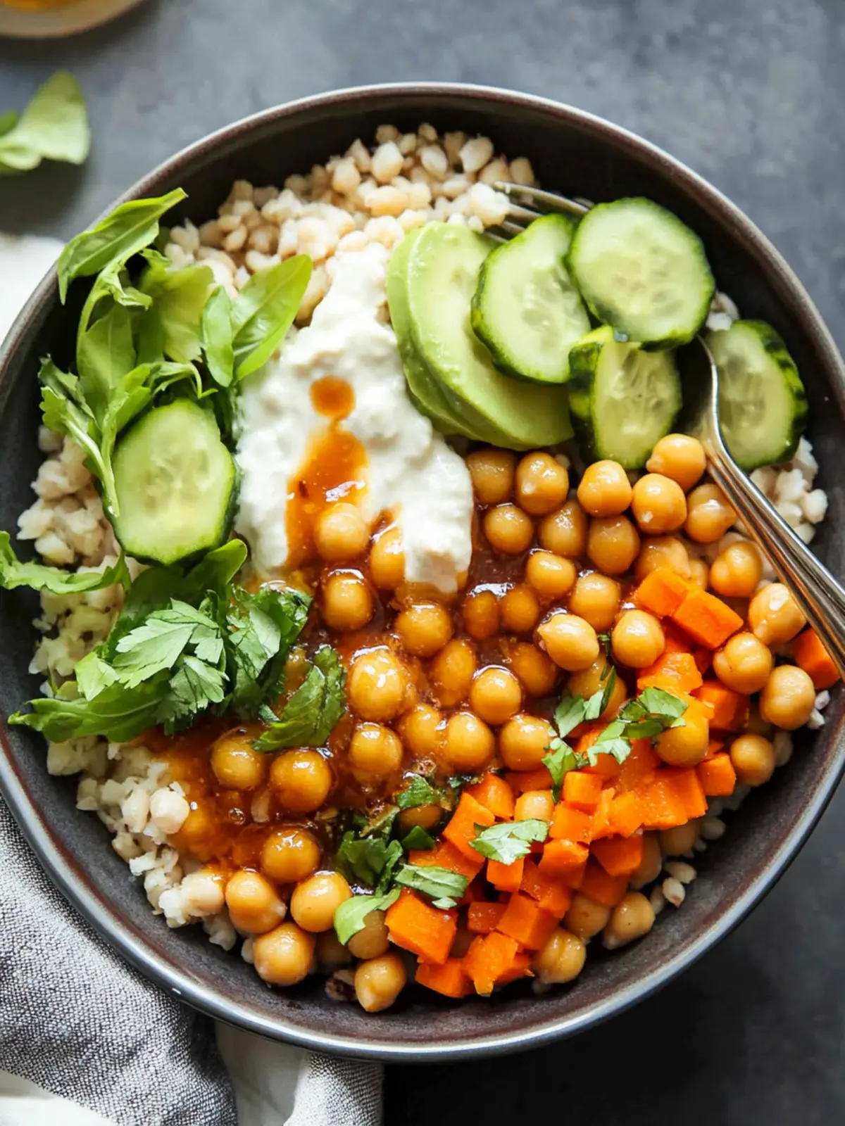 Hot Honey Chickpea Bowls