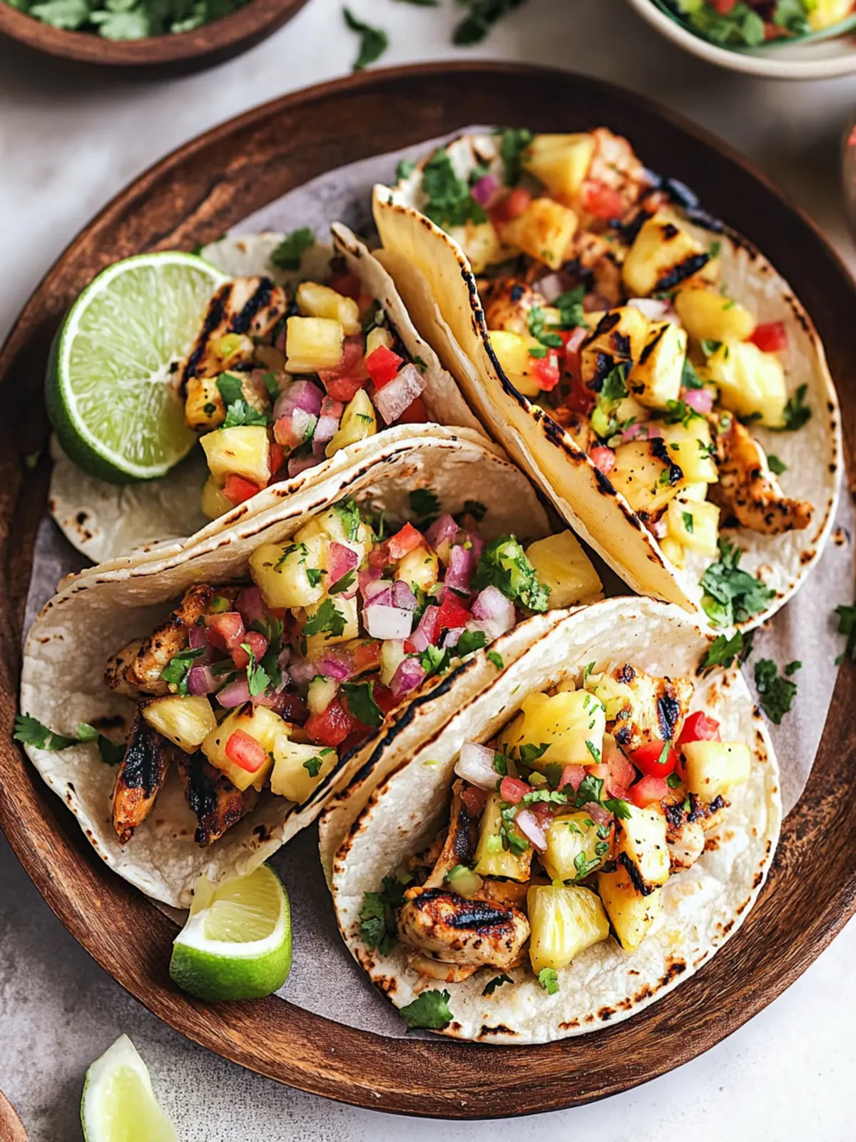 Chili Lime Chicken Tacos with Grilled Pineapple Salsa