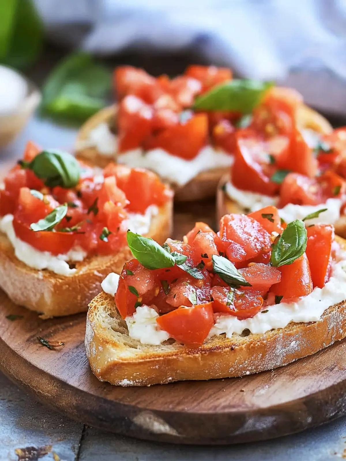 Fresh Tomato Bruschetta with Creamy Cheese Spread