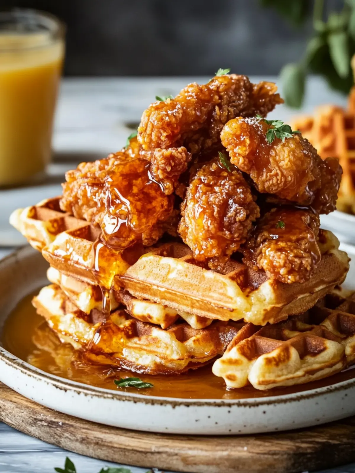 Honey Fried Chicken and Waffles