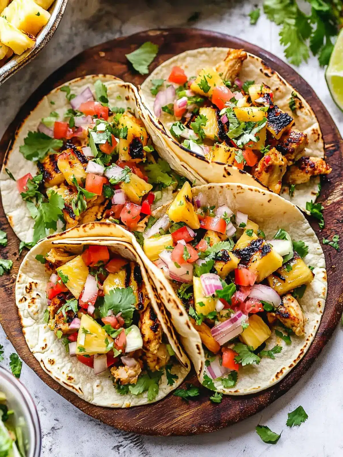Chili Lime Chicken Tacos with Grilled Pineapple Salsa