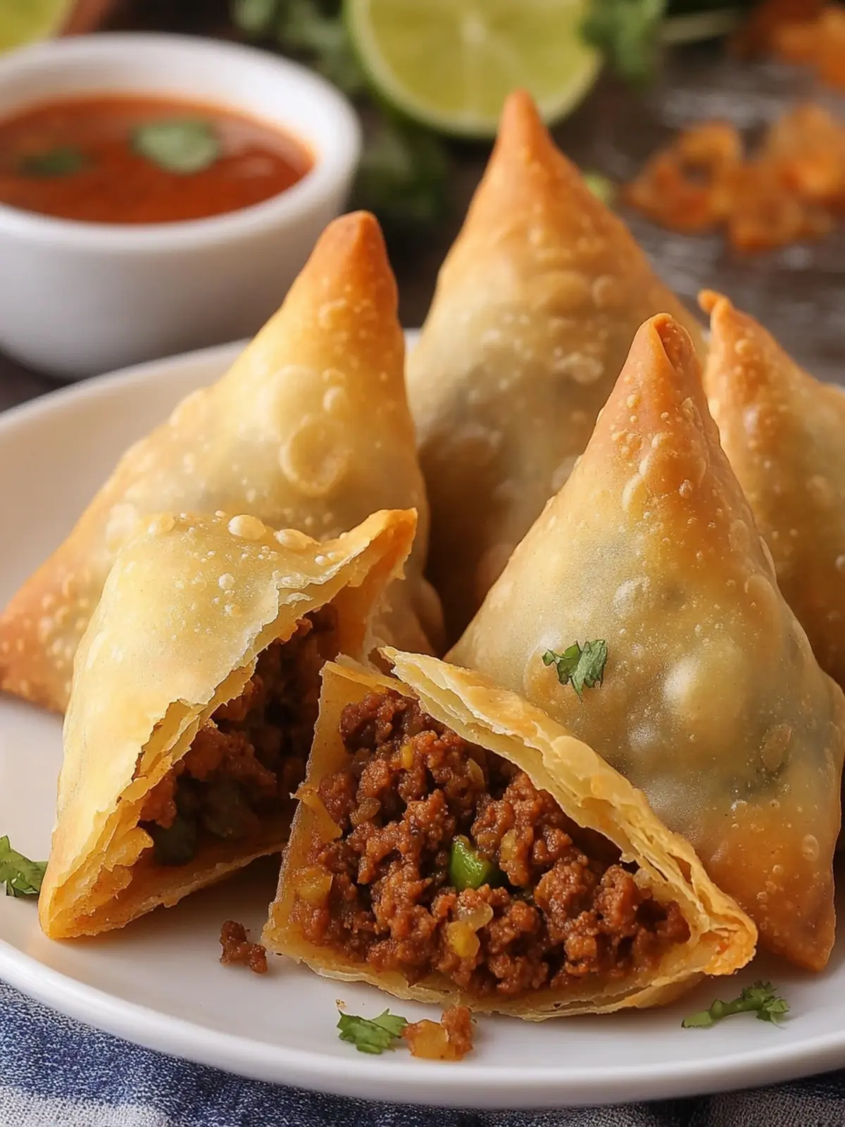 Spicy Ground Beef Samosas