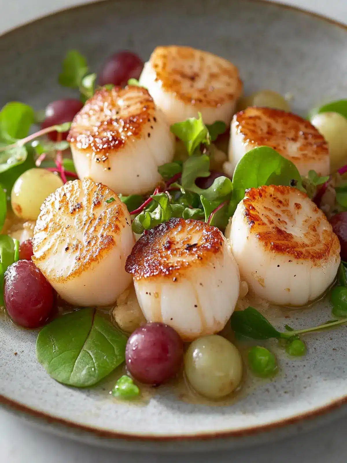 Scallops with Grapes and Watercress