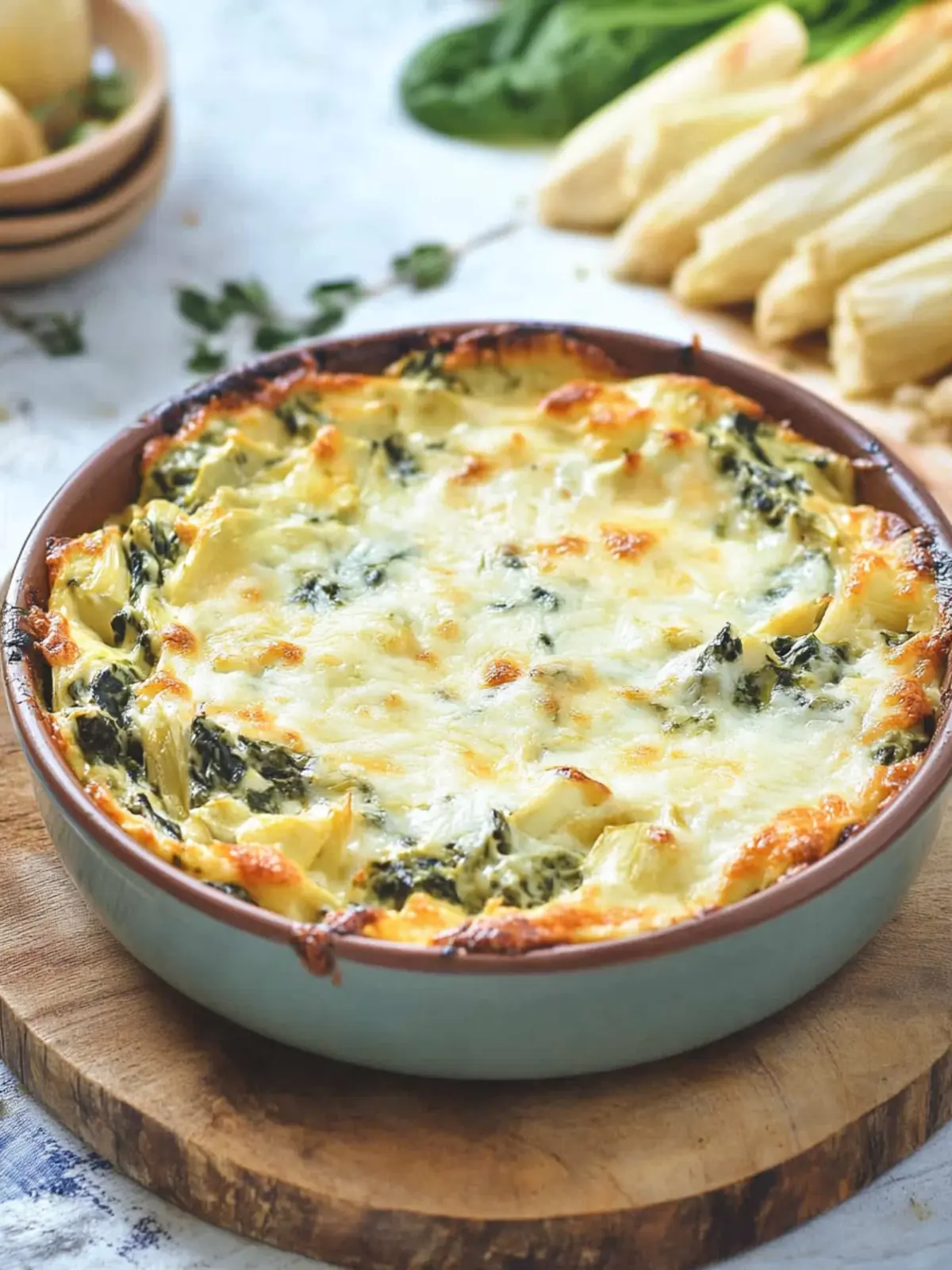 Cheesy baked spinach artichoke dip that wins every game night