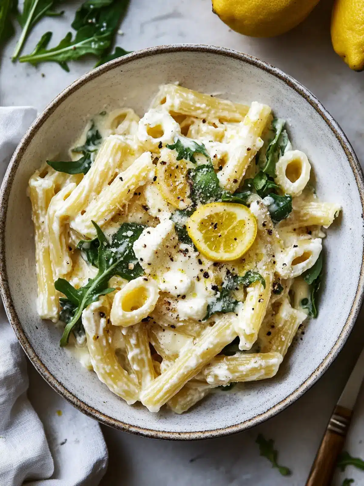 Lemon Ricotta Pasta With Arugula