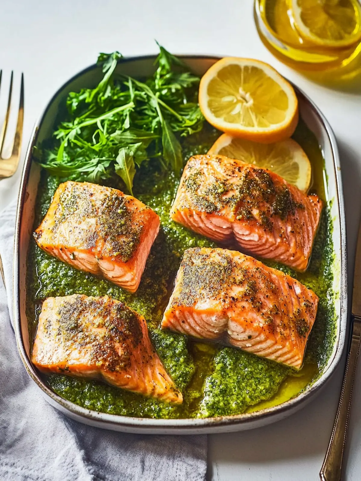 Hey Pesto! Roasted Salmon Fillets