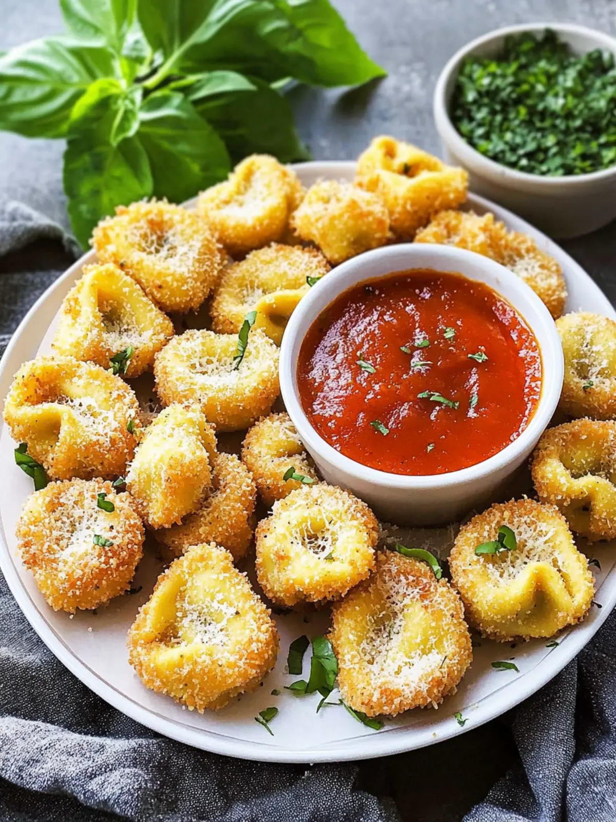 Crispy baked parmesan breaded tortellini bites