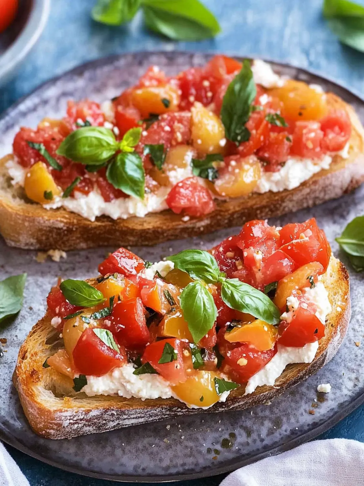 Fresh Tomato Bruschetta with Creamy Cheese Spread