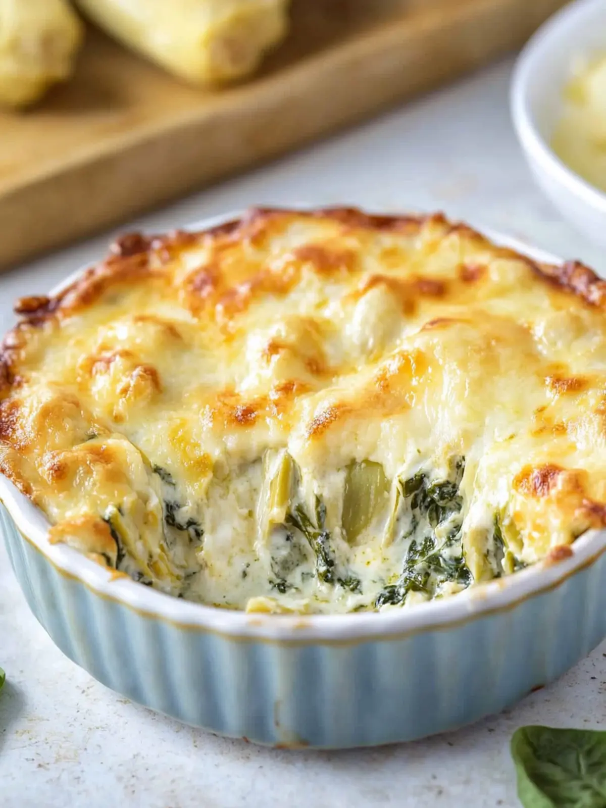 Cheesy baked spinach artichoke dip that wins every game night