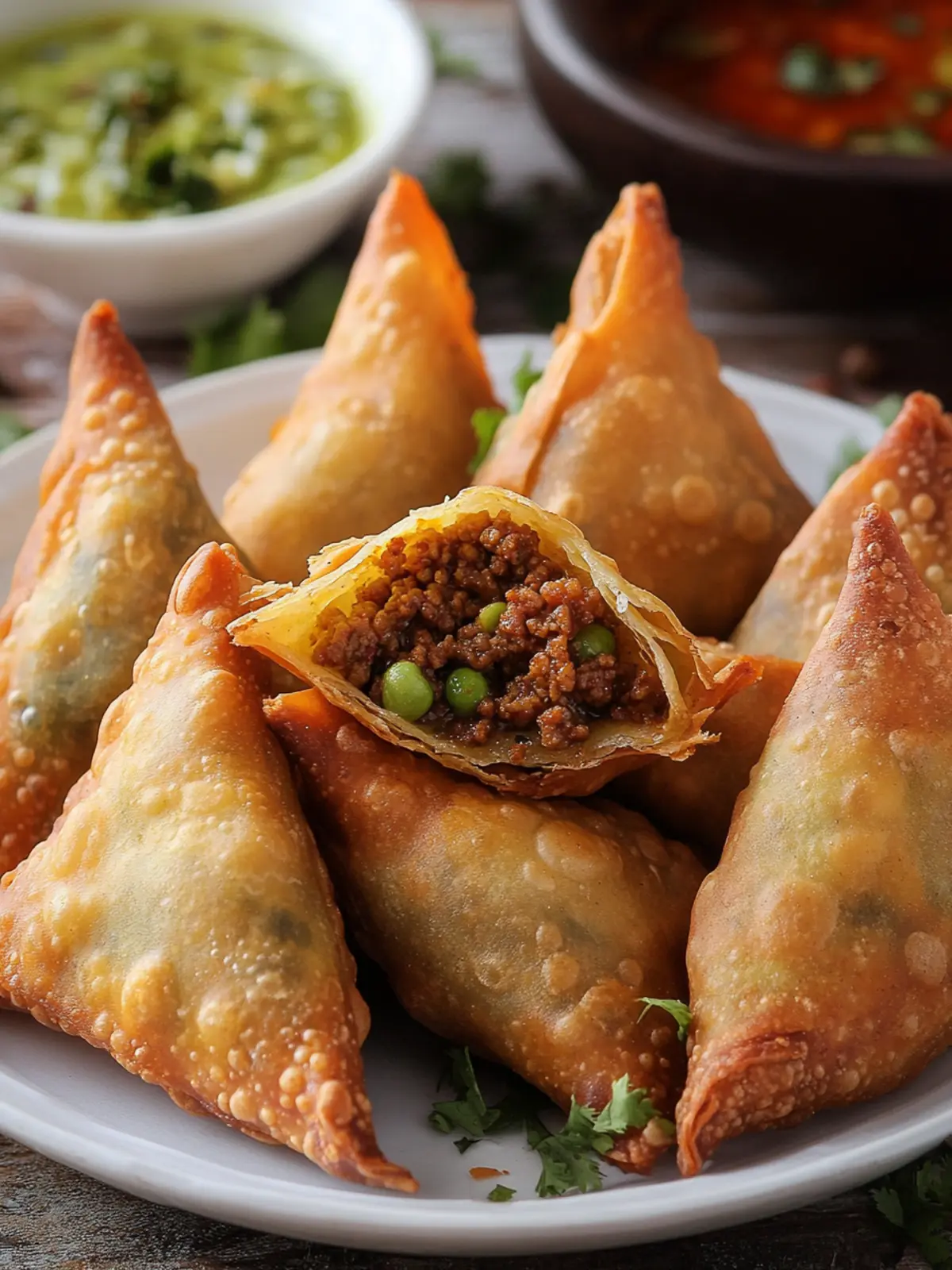Spicy Ground Beef Samosas