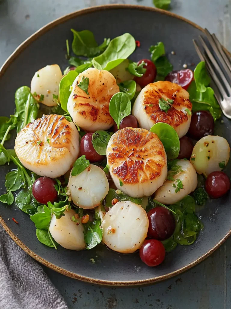 Scallops with Grapes and Watercress