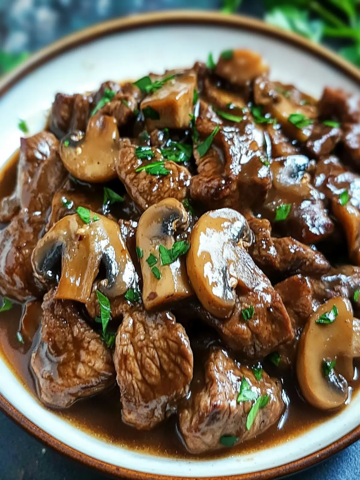 Keto Low Carb Asian Beef Tips with Mushroom Gravy
