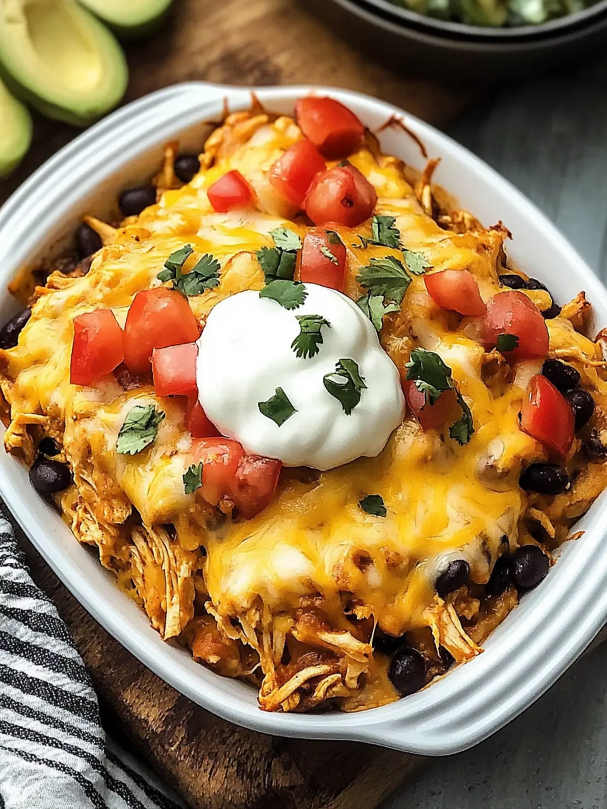 Cheesy Chicken Taco Casserole with Black Beans