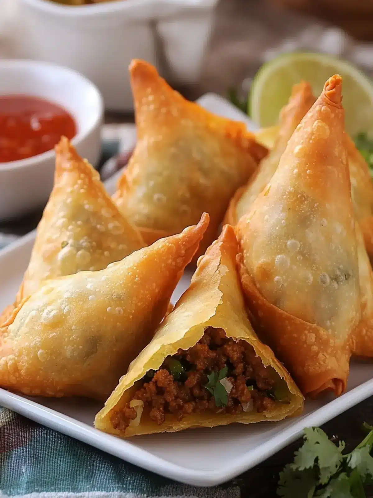 Spicy Ground Beef Samosas