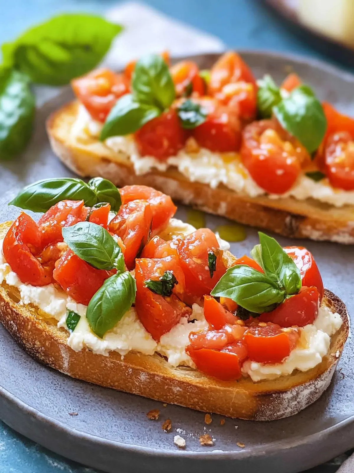 Fresh Tomato Bruschetta with Creamy Cheese Spread