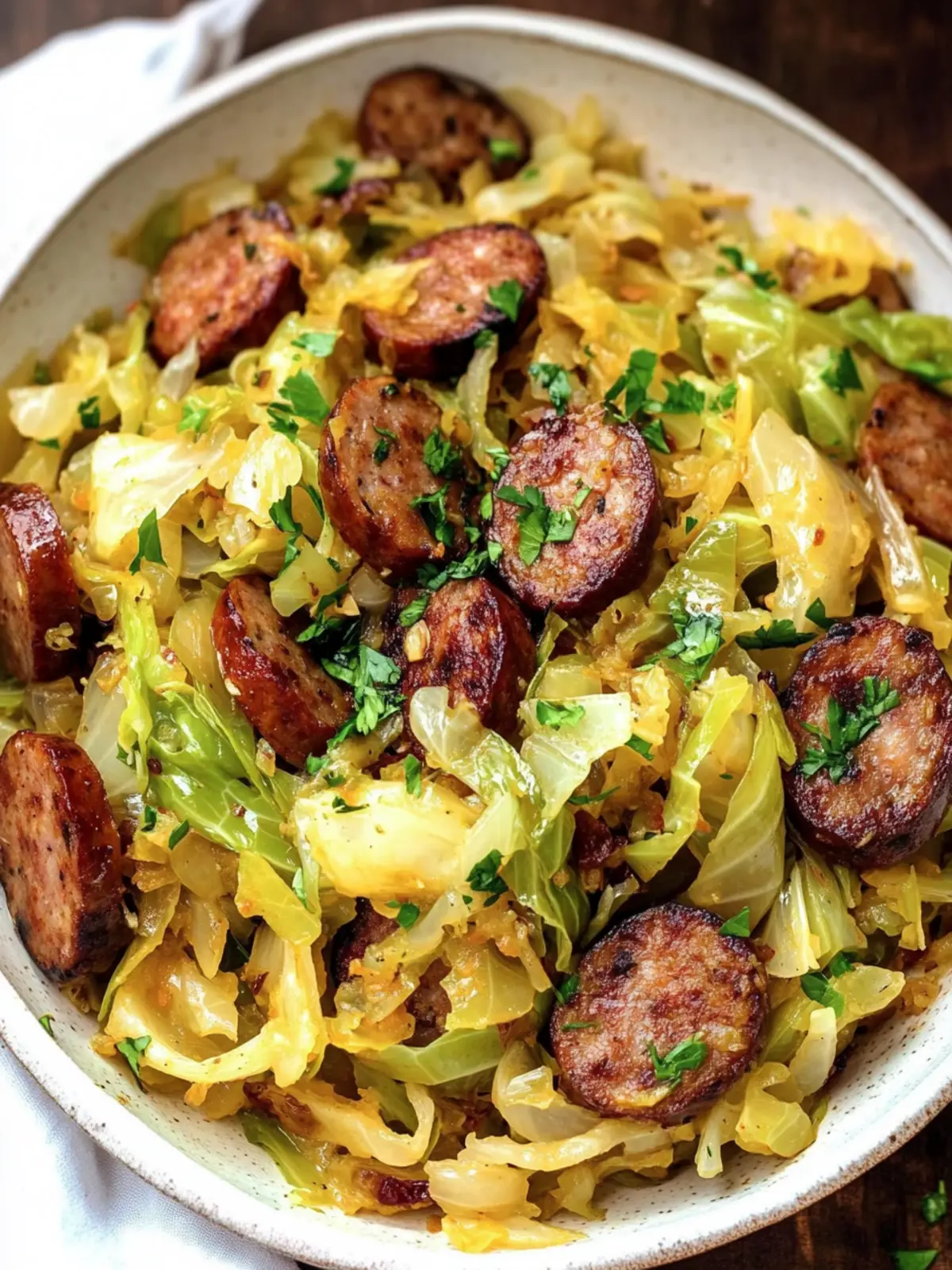 Fried Cabbage and Sausage